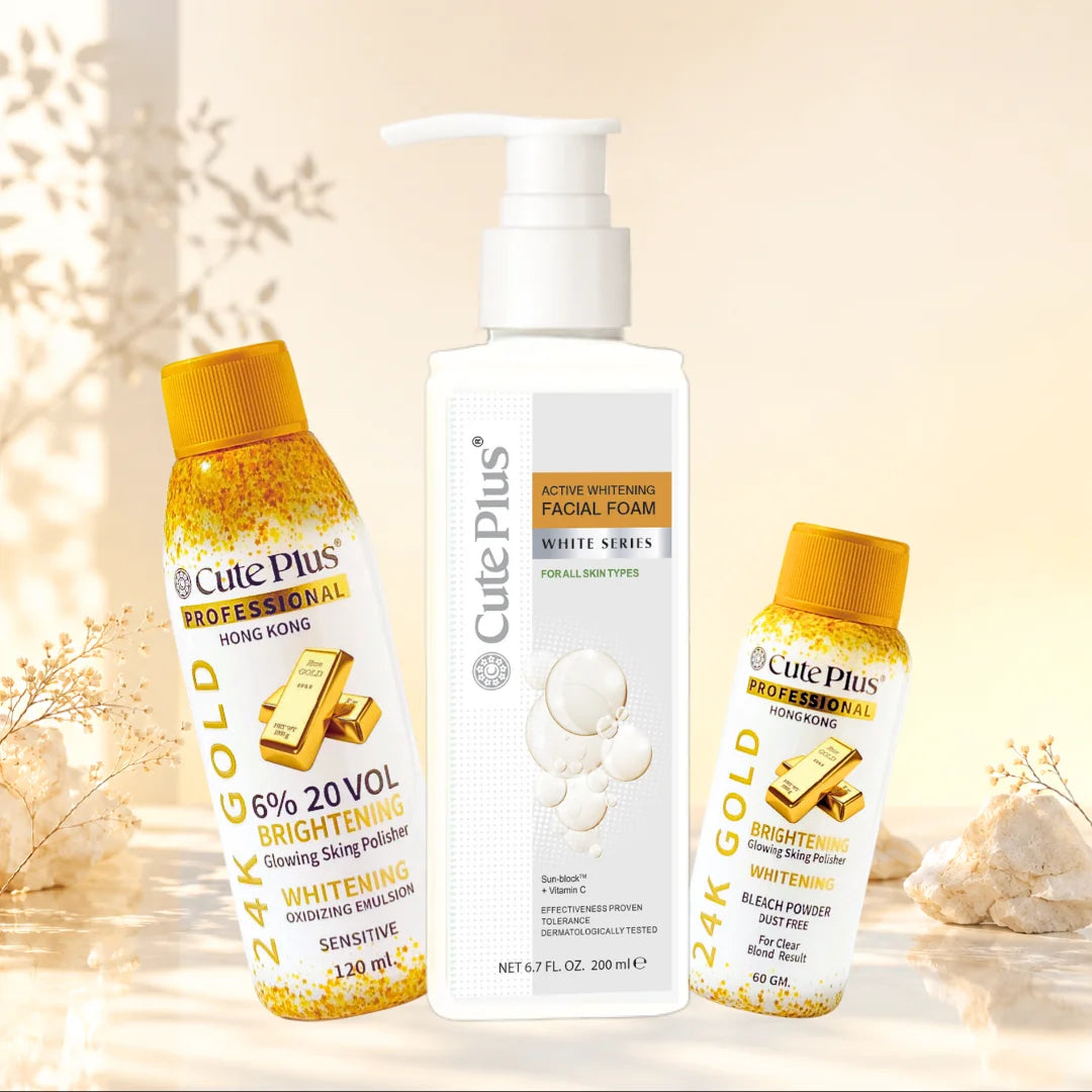 CutePlus Gold Skin Polish Whitening Facial Foam Bundle